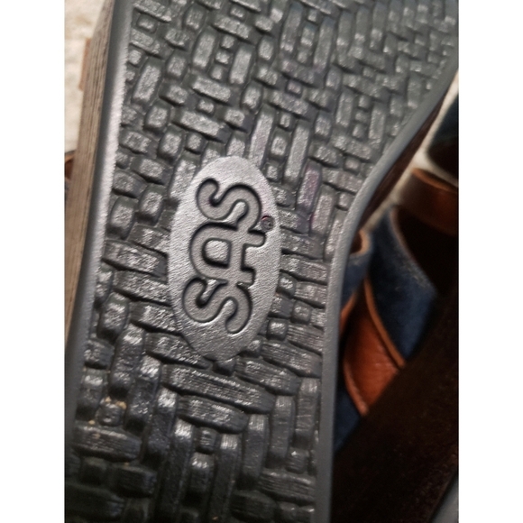 SAS Sandal Womens 8.5 Blue Jean Wedge Strappy Heels Comfort Brown Casual Shoes - Picture 12 of 14